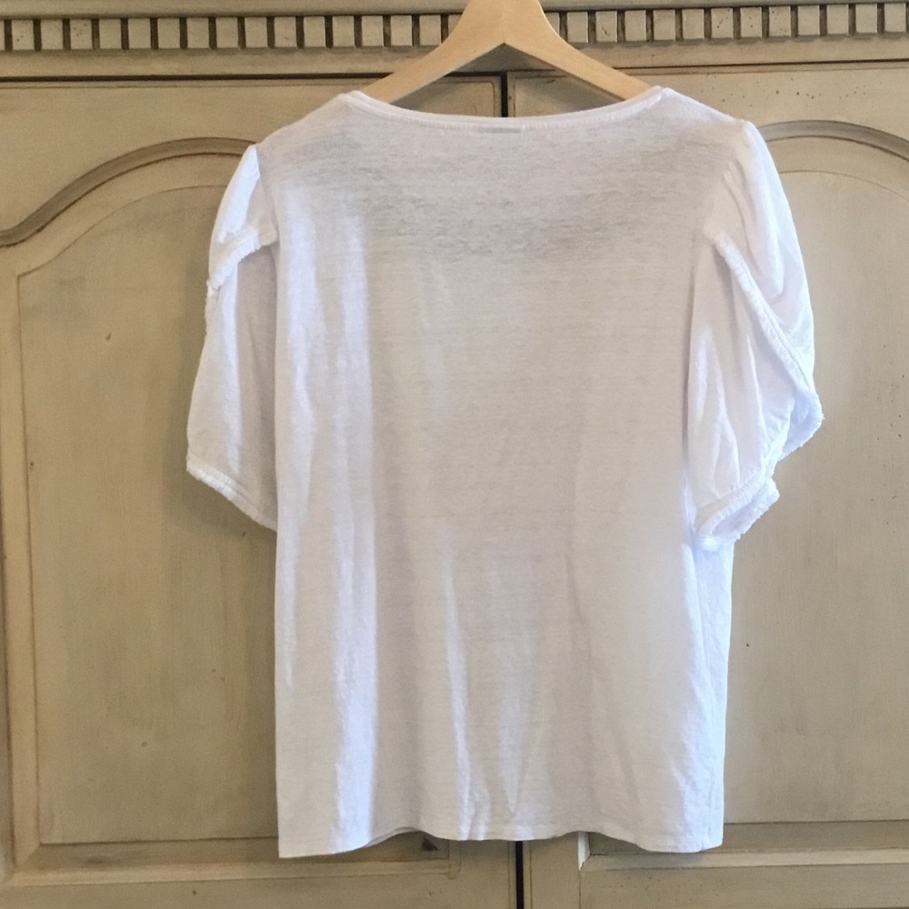 Chico’s Linen Embroidered White Top Size 2 (L) - Picture 2 of 6